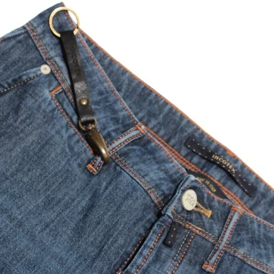 Pantalones chinos/informales Incotex nuevos con etiquetas talla 33 EE. UU. en mezcla de algodón azul liso de mezclilla Foto 1 de 4