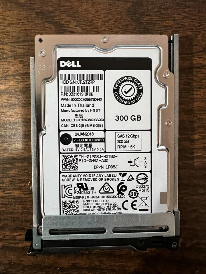 1P08J 01P08J DELL 300GB 15K 12Gbps 2.5in HDD HUC156030CSS200 - Image 1 of 1