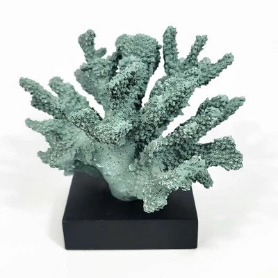 Escultura de coral sintético verde sobre negro base mate playa decoración náutica junto al mar Foto 1 de 4