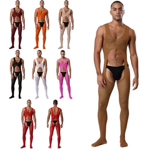Herren Einteiler Geschenk Dessous Nachtclub Body Aushöhlen Bodystockings Gay - Bild 1 von 88