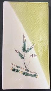 Miya Japan Sushi Serving Plate Tray Bamboo Design Hand Painted 1990s 4-3/4"x9" - Picture 1 of 2