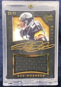 2015 Black Gold Football Rod Woodson GAME-USED Patch Auto On-Card /49 READ - Picture 1 of 2