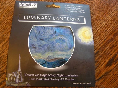 MODGY Pkg of 4 Reusable Vincent Van Gogh STARRY NIGHT Luminary Lanterns~~NIOP!! - Image 1 of 4