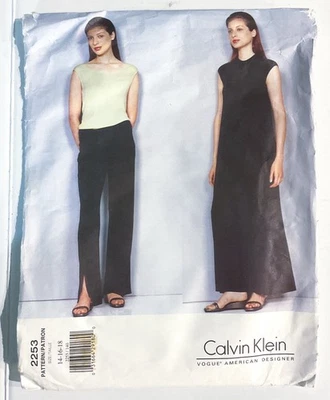 VOGUE Designer Calvin Klein 2253 Sewing Pattern Dress Top Pants 14 16 18 UNCUT - Image 1 of 3