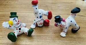 THREE (3) VINTAGE 1950s CERAMIC POLKA DOT FIGURAL FUN CLOWNS - Picture 1 of 5
