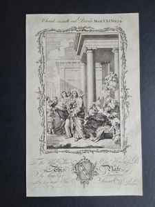 Antique 1765 Bible Print - Christ Casteth Out Devils - Mark 1:34 - Picture 1 of 3