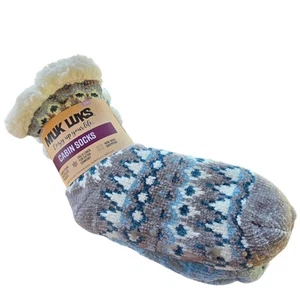 Muk Luks Women's Fuzzy Chenille Plush Lined Cabin Socks 2 Pr Light Blue S/Med - Picture 1 of 4