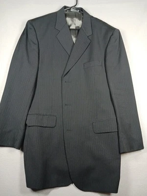 J Ferrar Blazer 42L Black With Pinstripe 100% Wool Suit Sport Coat Jacket - Image 1 of 4