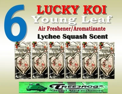 TREE FROG YOUNG LEAF WAKABA JAPAN 6 Packs Treefrog Lucky KOI YOUNG LEAF Car Air Freshener - Lychee Squash Scent