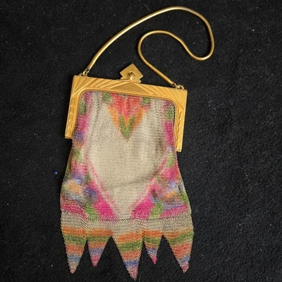 Cartera colorida de malla para bebé Whiting And Davis de colección Dresden Flapper Art Deco con espejo Foto 1 de 4