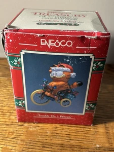 Vintage Garfield Enesco Ärger auf 3 Rädern Dreirad Weihnachtsschmuck & Box - Bild 1 von 7
