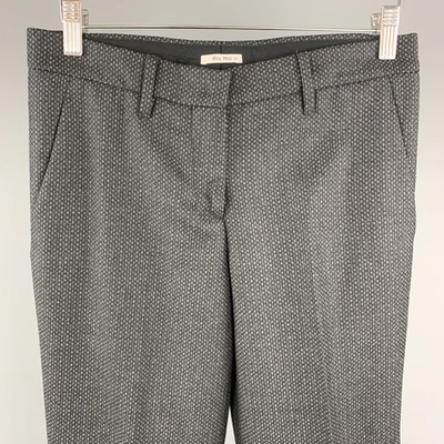 MIU MIU Size 2 Grey Houndstooth Wool Dress Pants - Image 1 of 4