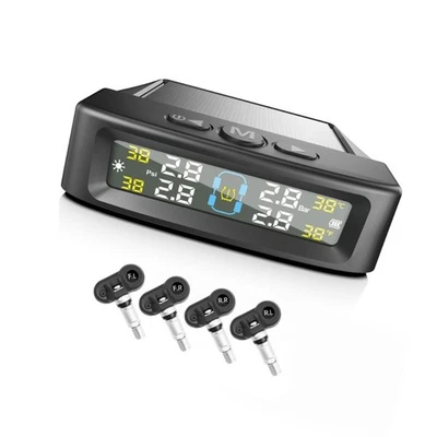Solar USB Powered TPMS LCD Car Tire Pressure System with 4 Sensor - Image 1 of 4