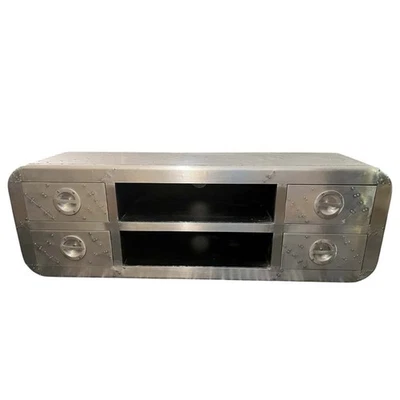 Aparador industrial de metal y aluminio para aviador gabinete de almacenamiento inspirado en aeronaves Foto 1 de 4