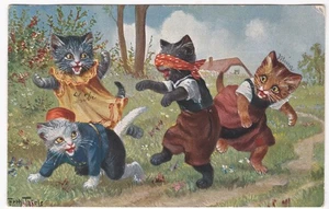 Katze,Katzen,Künstlerkarte signiert Arthur Thiele,1909 gelaufen - Picture 1 of 2