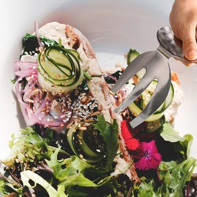 2Pcs Home Salad Claws Stainless Steel Salad Forks Vegetable Forks (Silver) - Image 1 of 4