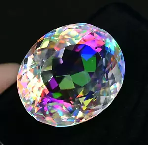 77.35 Ct Natural Rainbow Mystic Quartz Certified Stunning Oval Loose Gemstone - Picture 1 of 8