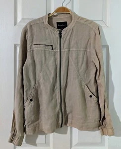 Tommy Bahama Two Palms Seam Jacket Women 100 % Linen Tan Beige Full Zip Sz S EUC - Picture 1 of 9