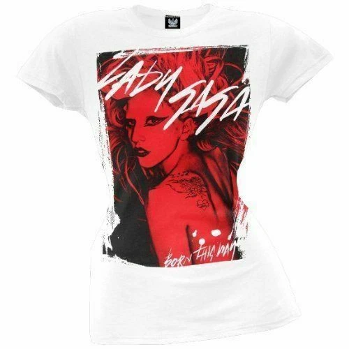 New: LADY GAGA - Born This Way Red Streaked Tshirt [Junior Size] - Image 1 of 1