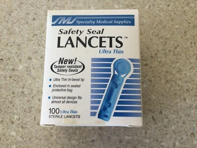  SMS Safety Seal LANCETS Ultra Thin, Box of 100 ,NEW  Safety Seal - Image 1 of 2