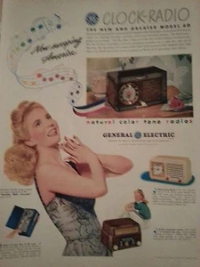 1948 General Electric Clock Radio New Model Blonde Woman Color Tone Print Ad - Picture 1 of 1