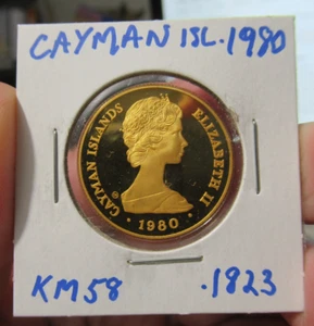 RARE 1980 CAYMAN ISLANDS GOLD 50 DOLLARS HOUSE OF YORK COIN, CAMEO PROOF, KM58 - Picture 1 of 5