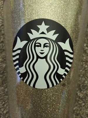 Starbucks Café Oro Brillo 16oz Taza Acrílico Vaso Viaje Oficina Informal Foto 1 de 4