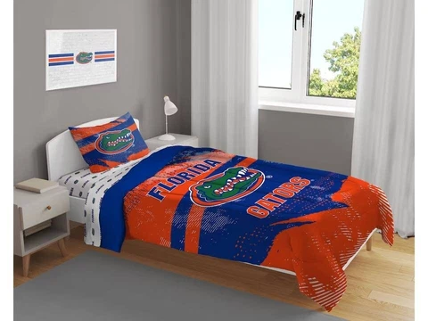 Florida Gators NCAA Slanted Stripe 4-Piece Twin Bed Set - F49451489 Cover