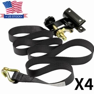 Ladder Rack Ratchet Tie-Down Strap 4Pack w/J-Hook Round Tube Mount 1.5"×7.5' - Picture 1 of 11