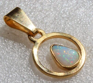 2 sided Top Multicolor Opal 2.2 Karat 925er Silberanhänger vergoldet Unikat - Bild 1 von 11