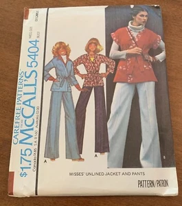 Sorglose Schnittmuster von McCalls 5404 Größe X Large vermisst ungefütterte Jacke und Hose - Bild 1 von 2