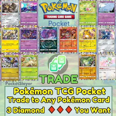 Pokemon TCG Pocket Trading Trade any 3 Diamond Card Pokemon 🔶🔶🔶 you want it - Image 1 of 2