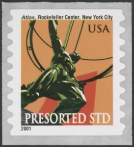 2001 US Scott #3520 Atlas Presorted Std. Self-Adhesive Coil Single MNH - Picture 1 of 1