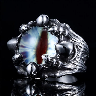 Anillo Gema Calavera Punk Anillo Acero Inoxidable Bandas de Compromiso Ojos Colores Foto 1 de 4