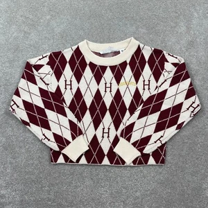 H&M Harry Pottery Hogwarts Jacquard Knit Argyle Cropped Sweater Girls Size 12/14 - Picture 1 of 10