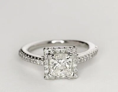 2.24 Ct Princess Cut Lab Created Diamond Engagement Ring 14K White Gold Size 6 - Image 1 of 4
