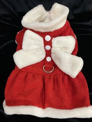 Christmas Angel Doggy Dress! Cute Handmade w/Built in Harness Fully Lined Red! - Image 1 of 3