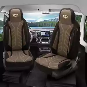 Fundas de asiento de autocaravana piloto adecuadas para Fiat Ducato (negro-marrón) - Imagen 1 de 13