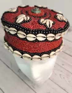 Hermoso sombrero sacerdote tibetano turquesa de colección gorra con cuentas conchas de vaquero hombres mujeres - Imagen 1 de 12