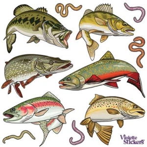 Violette Stickers Gamefish Fish Lake Life  Crafts Planner Supply Scrapbook - Picture 1 of 2