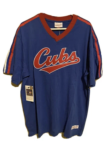 Chicago Cubs Mitchell & Ness Overtime Win V-Neck T-Shirt Royal 2XL NWT Cover