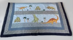 Pottery Barn Kids Twin Dinosaur Quilt Blue Denim Plaid Patchwork Rare - Picture 1 of 9
