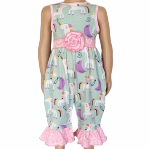 AnnLoren Boutique Baby Mädchen Einhorn & Regenbogen Strampler Kleinkind Overall - Bild 1 von 8