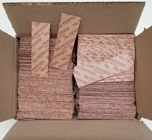1000 Coin Wrappers FLAT Tubular Paper Rolls for PENNIES Each roll holds 50 cents - Picture 1 of 2
