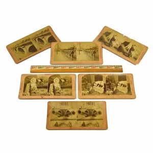 Antique STEREOSCOPE CARD Lot of 6 "JAMES M DAVIS" STEREOVIEWS Kilburn c1891-1905 - Picture 1 of 10