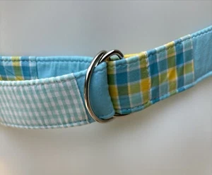 Lilly Pulitzer Woman’s Cotton Belt Size M Yellow, Blue, White Plaid Check VTG - Picture 1 of 11