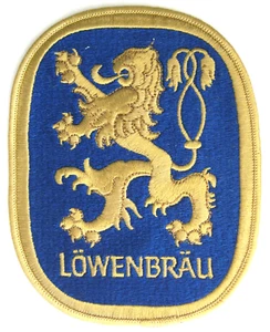 Lowenbrau Lion Beer Patch Large 5 by 6 1/2 vtg Blue and Gold New Old Stock NOS - Picture 1 of 3