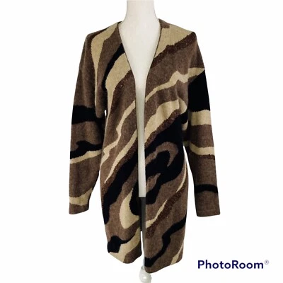 Outlander Lambswool Angora Brown Tan Metallic Open Cardigan Women’s Size Small - Image 1 of 4