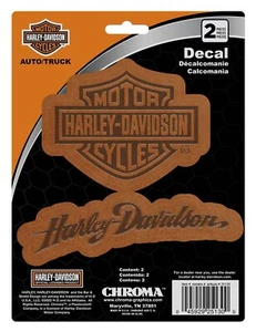 Harley-Davidson Bar & Shield Logo Lederoptik Aufkleber - Braun - 6 x 8 Zoll - Bild 1 von 2