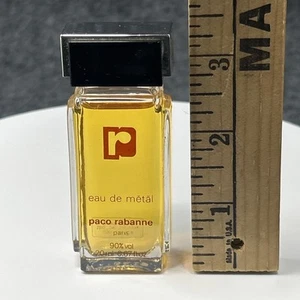 Vintage Eau de Metal Paco Rabanne MINI Glass Perfume Bottle Black Stopper FRANCE - Picture 1 of 9